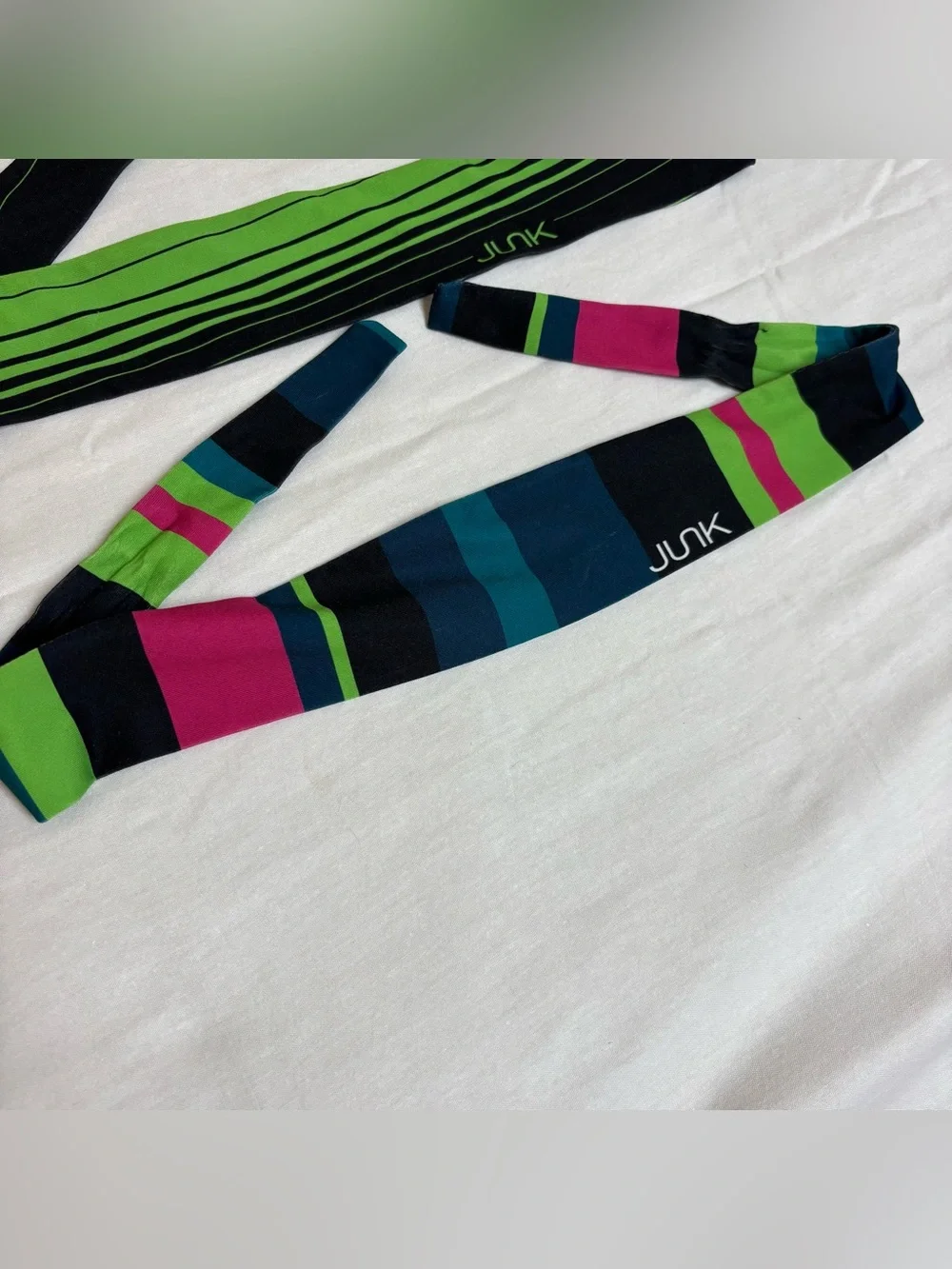 JUNK Brand Static Flex Tie Back Headband Moisture Wick USA Made LOT of 3 Bands